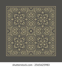 Seamless vintage pattern. Modern floral frame with antique arabesque motif. Luxurious floral frame. Beautiful decorative material that gives a sense of quality. 