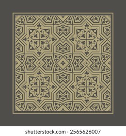 Seamless vintage pattern. Modern floral frame with antique arabesque motif. Luxurious floral frame. Beautiful decorative material that gives a sense of quality. 