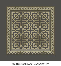 Seamless vintage pattern. Modern floral frame with antique arabesque motif. Luxurious floral frame. Beautiful decorative material that gives a sense of quality. 