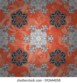 Seamless vintage pattern on background with gray elements. Christmas, snowflake, new year 2018.