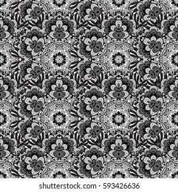 Seamless vintage pattern on background with grayen elements. Christmas, snowflake, new year. Seamless pattern with gray elements.