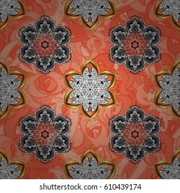 Seamless vintage pattern on background with white elements. Christmas, snowflake, new year 2018.
