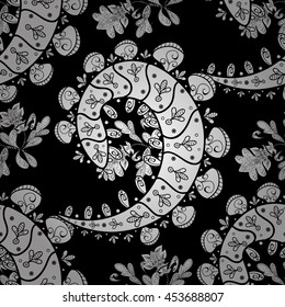 Seamless vintage pattern on black background with white elements.