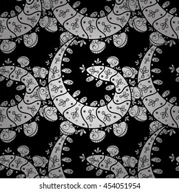Seamless vintage pattern on black background with white elements.