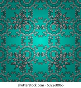 Seamless vintage pattern on blue background with whiteen elements. Christmas, snowflake, new year. White seamless pattern on blue background with white elements.