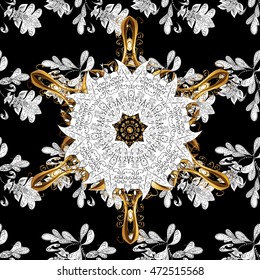 Seamless vintage pattern on dark red background with white floral elements.