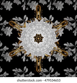 Seamless vintage pattern on dark red background with white floral elements.