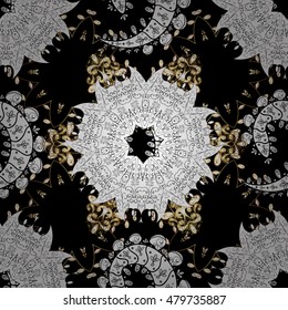 Seamless vintage pattern on dark red background with white floral elements.