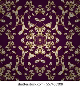 Seamless vintage pattern on dark blue background with golden elements. Christmas, snowflake, new year. Radial gradient shape.