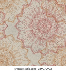 Seamless vintage pattern on a light background. Mandala. Arabic, Islam, Indian, Turkish motifs. Can be used as a background for the site and design of the fabric. Vector. 