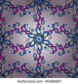 Seamless vintage pattern on light gradient background with white elements.