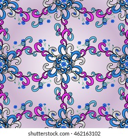 Seamless vintage pattern on light gradient background with white elements.