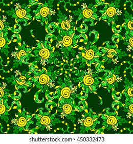 Seamless vintage pattern on stripes doodles.