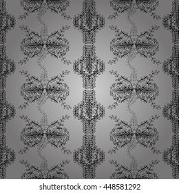 Seamless vintage pattern on white and grey background with floral elements.