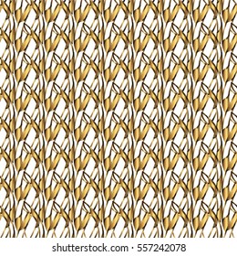 Seamless vintage pattern on white background with golden elements.