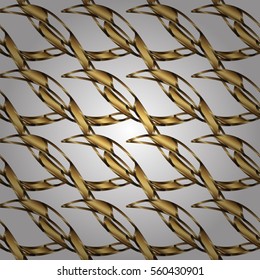 Seamless vintage pattern on white background with golden elements.