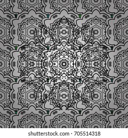 Seamless vintage pattern on white background with white elements. Christmas, snowflake, new year 2018.