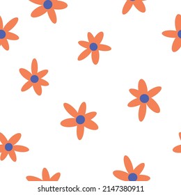 Seamless vintage pattern. Orange flowers . White background. vector texture. fashionable print for textiles, wallpaper and packaging.