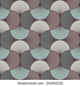 seamless vintage pattern of overlapping arcs in art deco style. each color in separate layer, easy to change. 