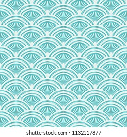 Seamless vintage pattern of overlapping shells. Abstract vector background in art deco style