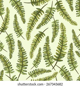 Seamless vintage pattern with painted leaves . Vector illustration