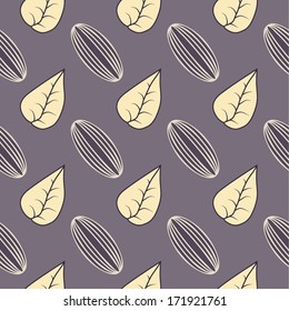 Seamless vintage pattern with purple tree leaf