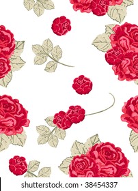 patrón de cosecha ininterrumpida con rosas rojas