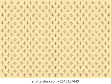 Seamless vintage pattern with reddish-brown damask motifs on beige background, elegant decorative vector design