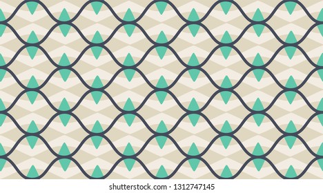 Seamless vintage pattern.  Retro fabric texture wallpaper.  Color mosaic shapes background.  Seamless vector pattern. 
