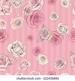 Seamless vintage pattern with roses