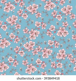 Seamless Vintage Pattern With Sakura Flowers