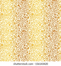 Seamless vintage pattern with a silhouette of small flowers and leaves. Vector illustration. Golden flowers on a light beige background.
