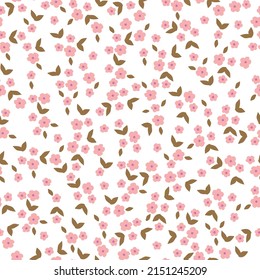 Nahtloses Vintage-Muster. Kleine rosa Blumen. Weißer Hintergrund. Vektorstruktur. modischer Druck für Textilien, Tapeten und Verpackungen.