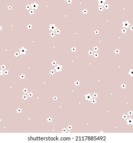 Seamless vintage pattern. Small white flowers . Light pink background. vector texture. fashionable print for textiles, wallpaper and packaging.