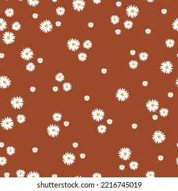 seamless vintage pattern. small white flowers. brown background. vector texture. fashionable print for textiles and wallpaper.