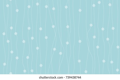 Seamless vintage pattern from snowflakes. Christmas and New Year design. Vector illustration. Celebratory pattern with snowflakes hanging on strings.