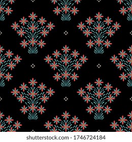 Seamless vintage pattern with stylized floral motifs. Folk style.