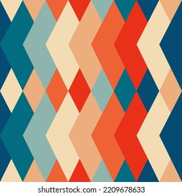 Seamless Vintage pattern with triangles in the style of the 70s and 60s. Vector illustration
