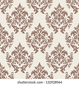 Seamless vintage pattern. Vector textured print. Damask tracery can be used for wallpaper, fabric, invitation in classical style