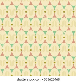 Seamless vintage pattern, vector textured background. Modern geometric decorative illustration