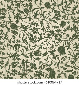 Seamless vintage pattern in Victorian style . Hand drawn floral pattern. Vector illustration. 