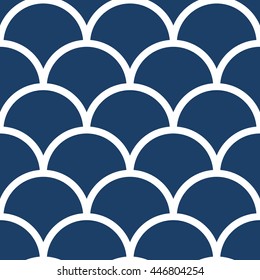 Seamless vintage pattern with Wave water illustration. Vector textured Japanese design. Web page background.