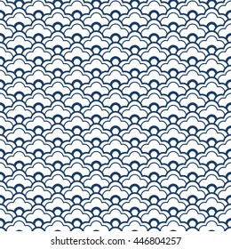 Seamless vintage pattern with Wave water illustration. Vector textured chinese design. Web page background.