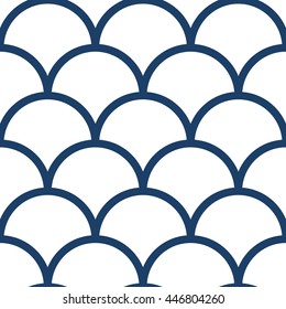 Seamless vintage pattern with Wave water illustration. Vector textured Japanese design. Web page background.