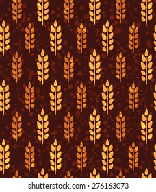 Seamless vintage pattern with wheat. Brown agricultural background about harvest and grain. Summer bright wallpaper.