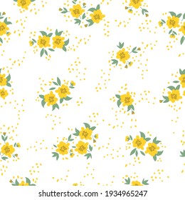 patrón vintage sin costura. fondo blanco. flores amarillas. ramo de primavera. textura vectorial. impresión de tendencia para textiles y papel pintado.