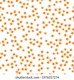 seamless vintage pattern . white background. small orange flowers. vector texture. trend print for textiles and wallpaper.