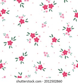 patrón de cosecha ininterrumpida. fondo blanco. flores rosas, hojas verdes. textura vectorial. impresión de tendencia para textiles y papel pintado.