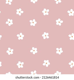 Seamless vintage pattern. White flowers . Pink background. vector texture. fashionable print for textiles, wallpaper and packaging.