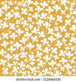 Seamless vintage pattern. White flowers . yellow background. vector texture. fashionable print for textiles, wallpaper and packaging.